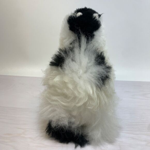 Real Alpaca White Black Plush Stuffed Animal Llama with Natural Fur - Picture 3 of 9